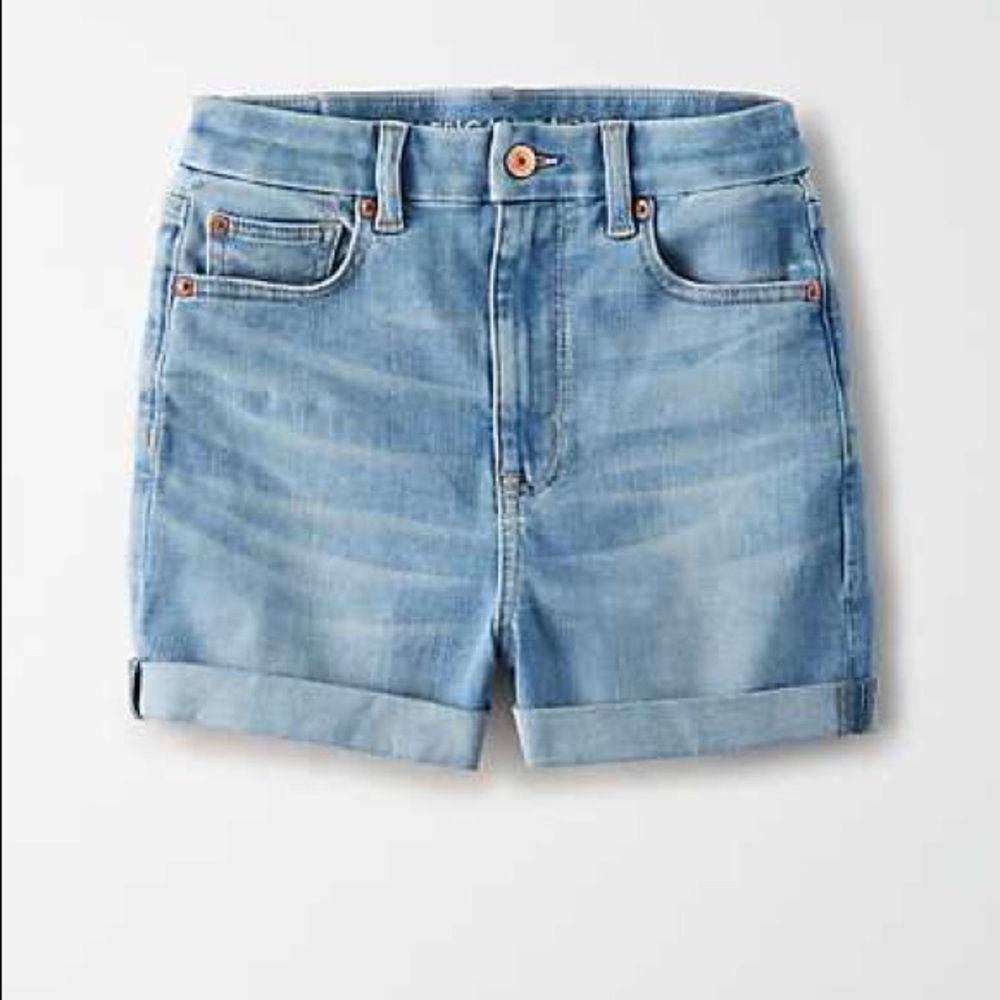 AE washed light denim 4” shorts size 4